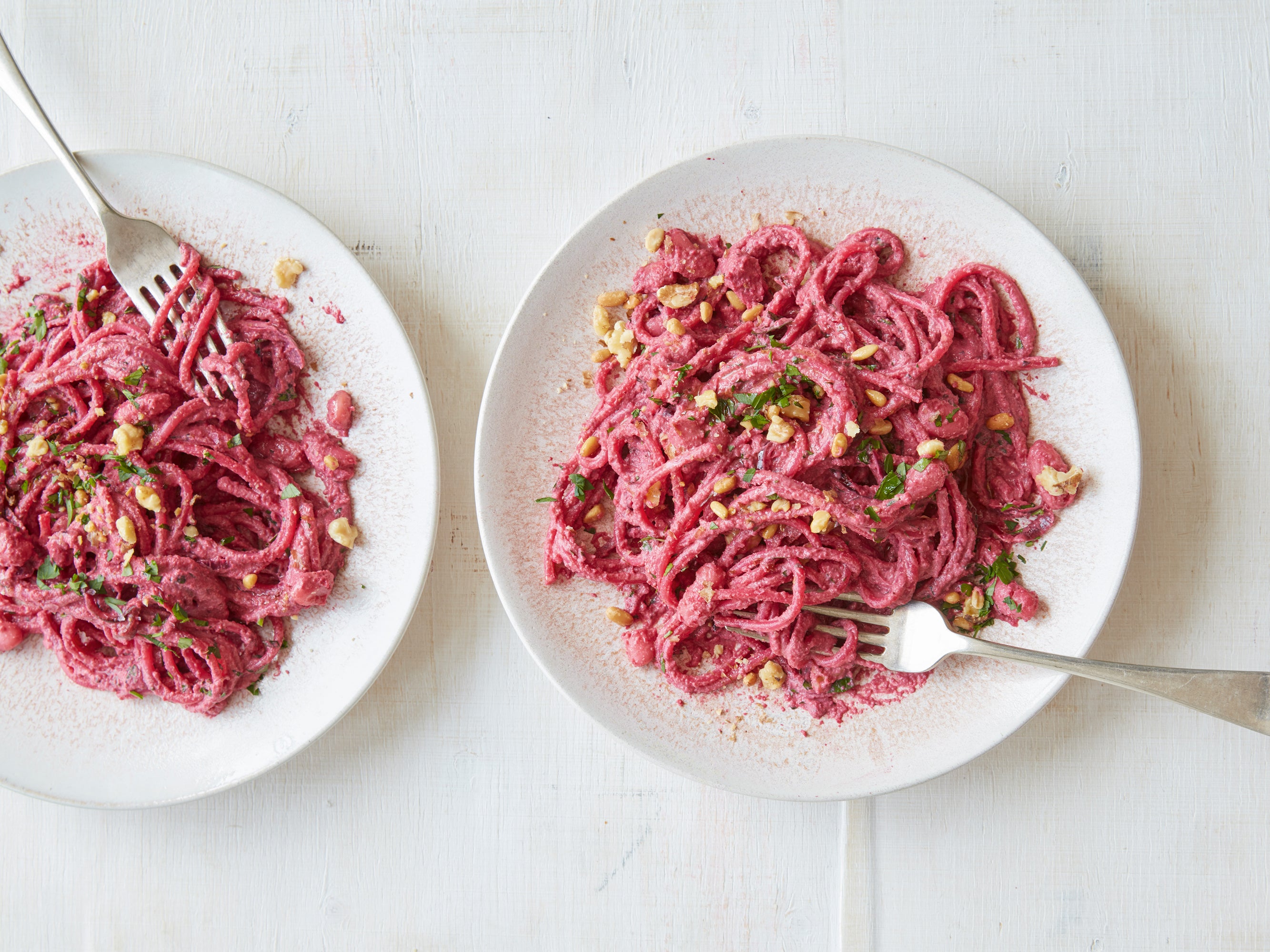 Bright pink, beautifully creamy and subtly sweet – a pasta dish that’s pure joy in a bowl